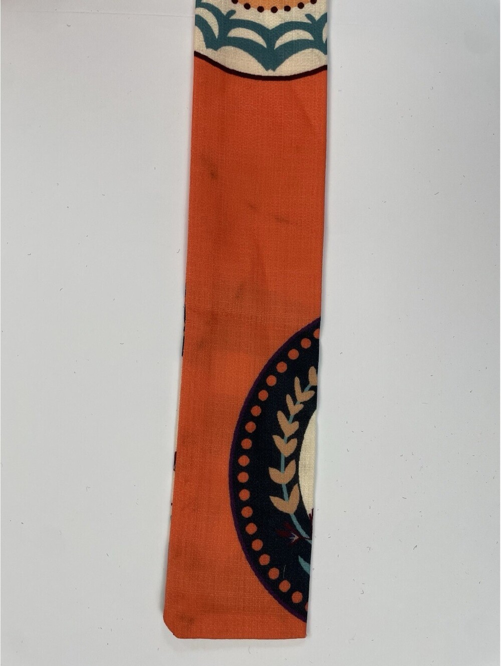 Amina Glam Orange Print Mini Dress 6 Long Sleeve Belted Flounce Hem Button Front - Picture 8 of 8